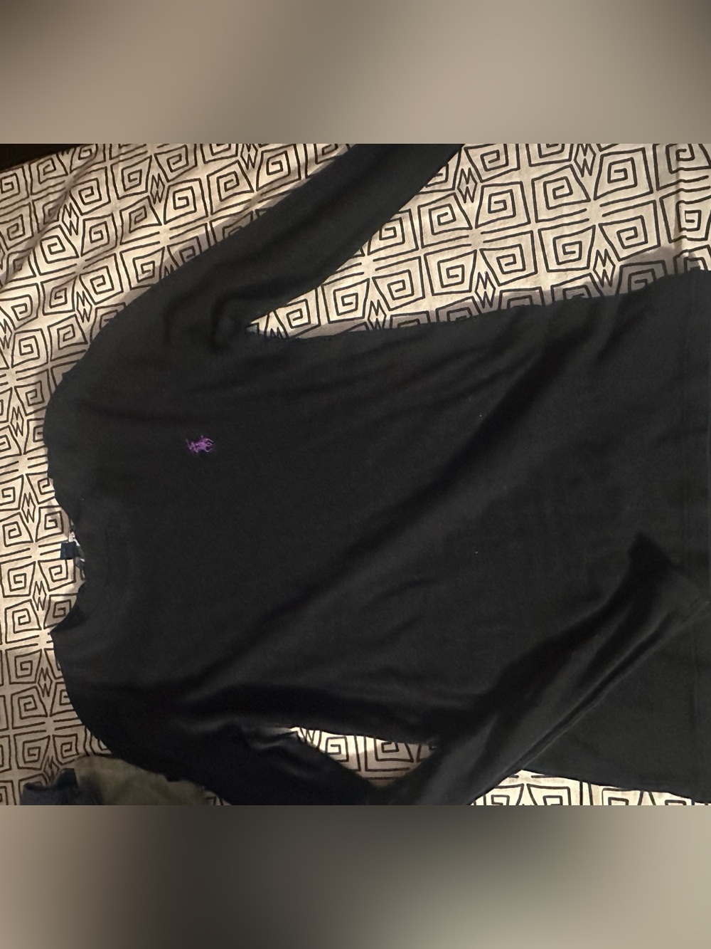 Polo by Ralph Lauren Black Crewneck Sweater with Purple Pony